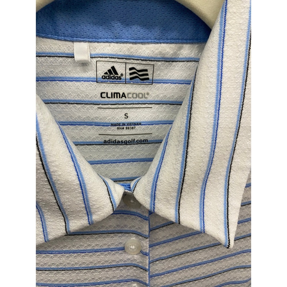 Adidas Golf ClimaCool Sleeveless Polo Shirt Womens Small Blue White Striped Top - Picture 2 of 3